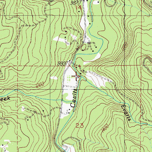 Topographic Map of Evarts Creek, OR