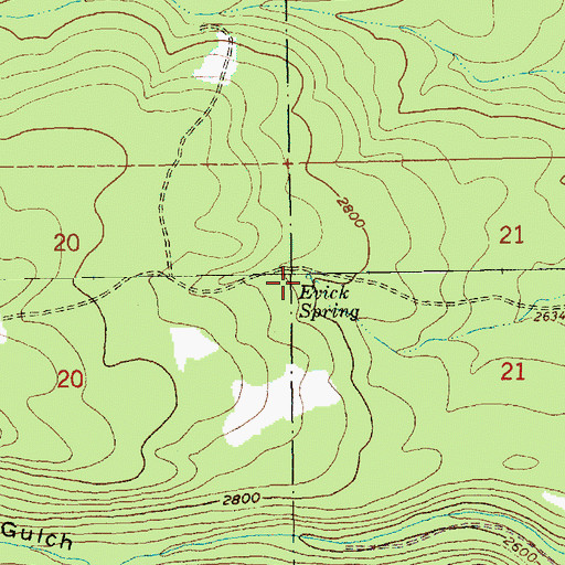 Topographic Map of Evick Spring, OR