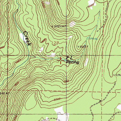 Topographic Map of F L Spring, OR