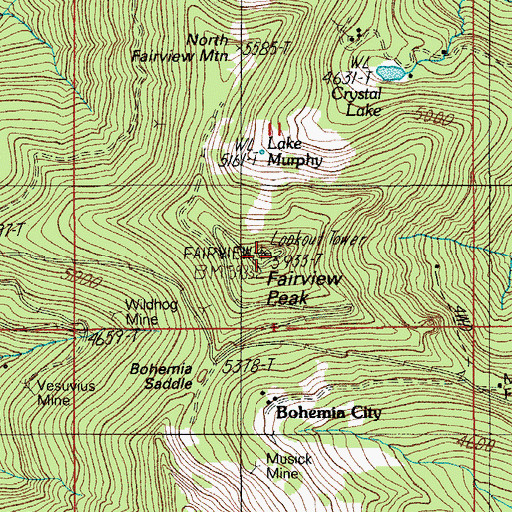 Topographic Map of Fairview Peak, OR