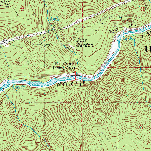 Topographic Map of Fall Creek, OR