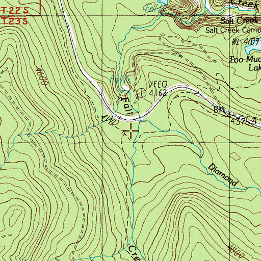 Topographic Map of Fall Creek, OR