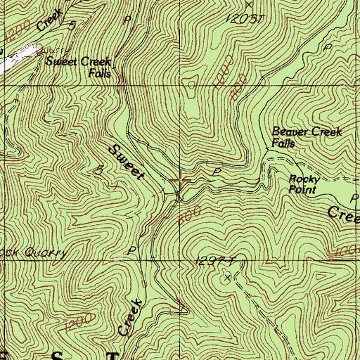 Topographic Map of Fall Creek, OR