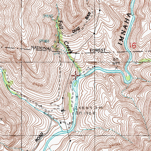 Topographic Map of Fall Creek, OR