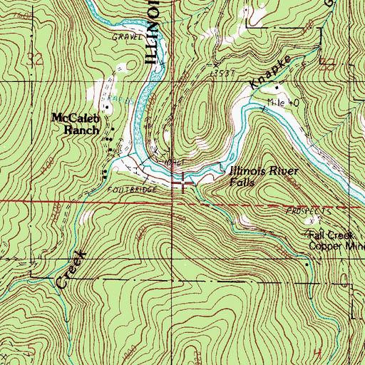 Topographic Map of Fall Creek, OR