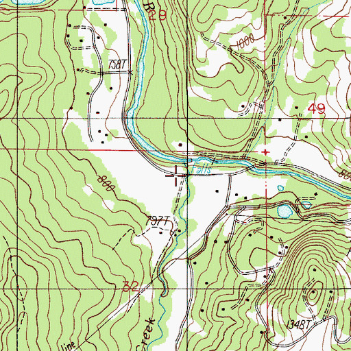 Topographic Map of Fall Creek, OR