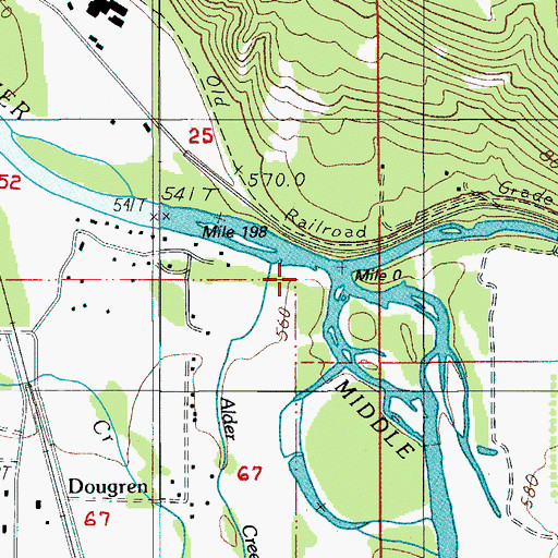 Topographic Map of Fall Creek, OR