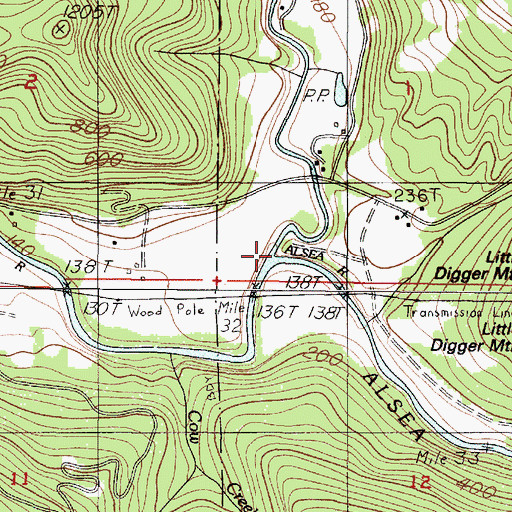 Topographic Map of Fall Creek, OR