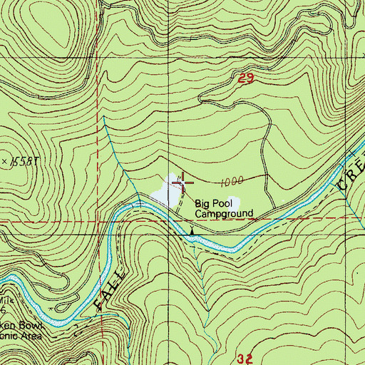 Topographic Map of Fall Creek Guard Station, OR