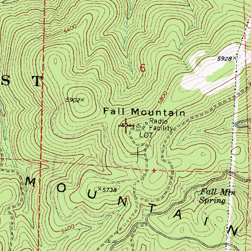 Topographic Map of Fall Mountain, OR