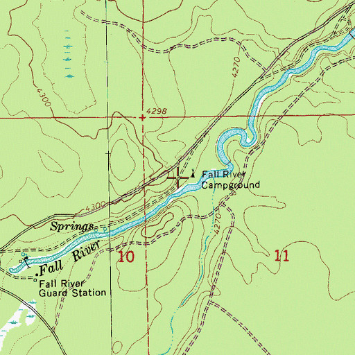 Topographic Map of Fall River Recreation Site, OR