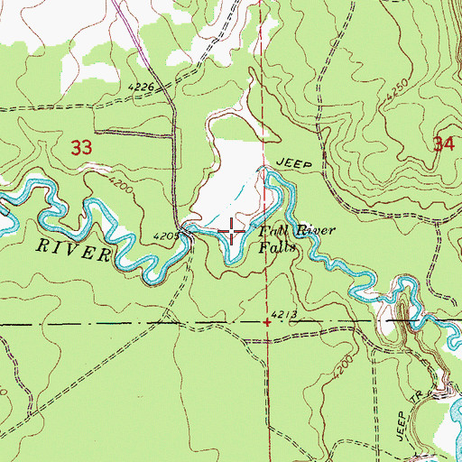 Topographic Map of Fall River Falls, OR