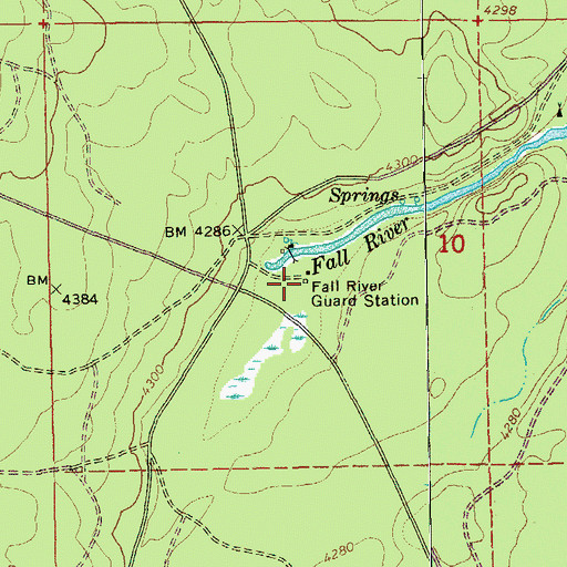 Topographic Map of Fall River Guard Station, OR