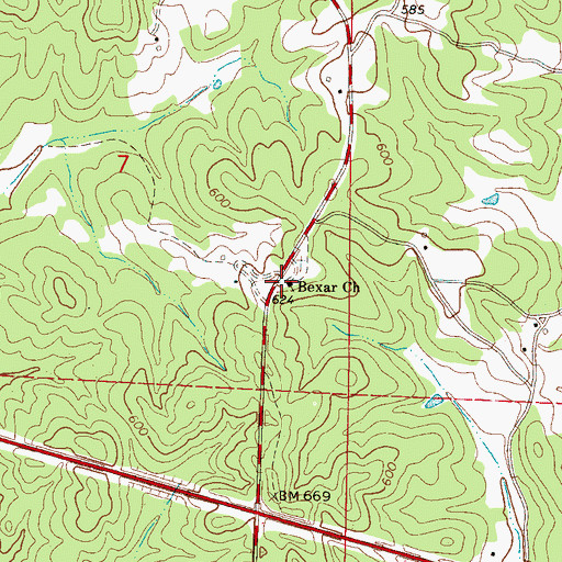 Topographic Map of Bexar United Methodist Church, AL