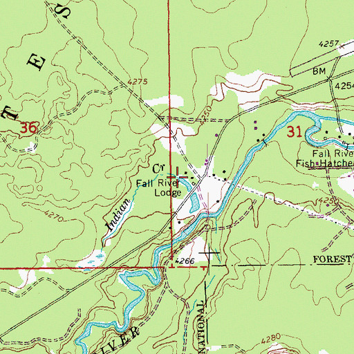 Topographic Map of Fall River Lodge, OR