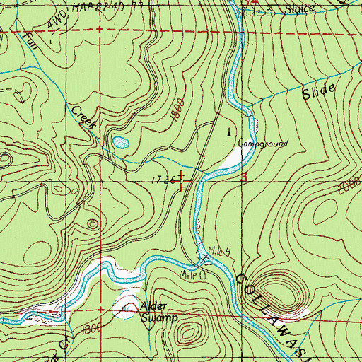 Topographic Map of Fan Creek, OR
