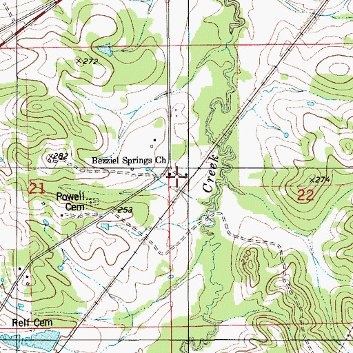 Topographic Map of Bezziel Spring School, AL