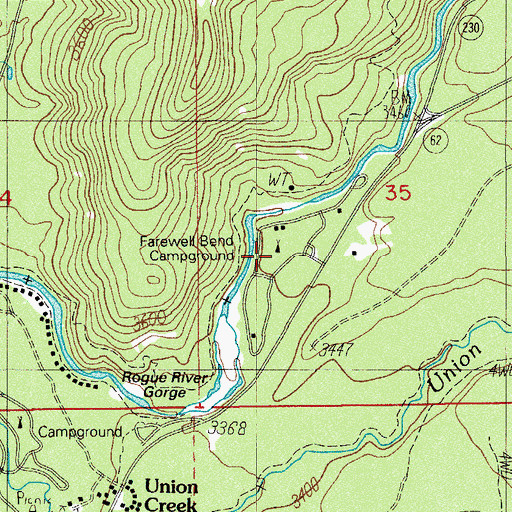Topographic Map of Farewell Bend Recreation Site, OR