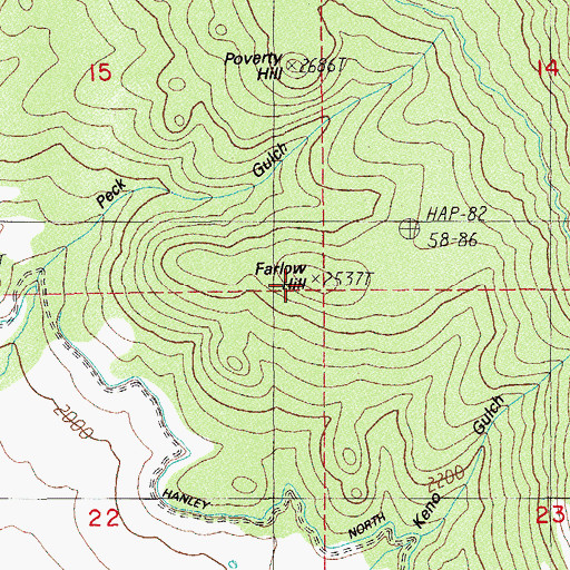 Topographic Map of Farlow Hill, OR