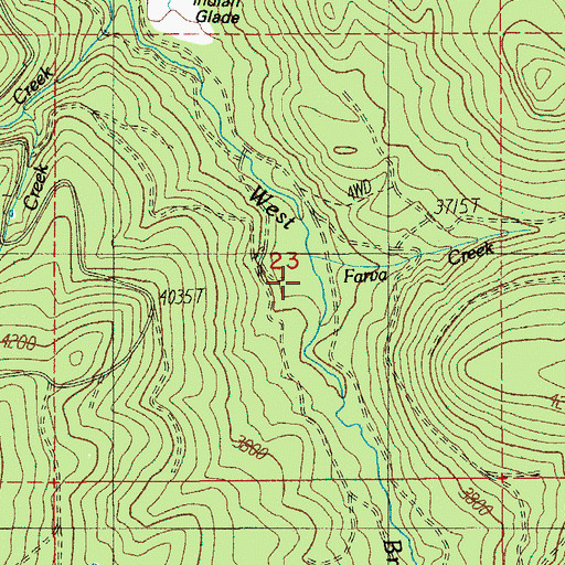 Topographic Map of Farva Creek, OR