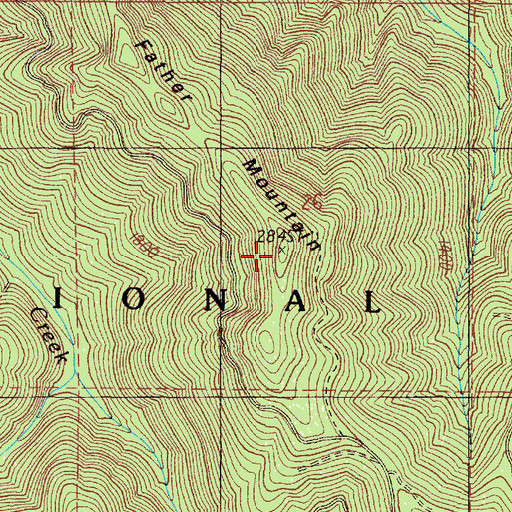 Topographic Map of Father Mountain, OR