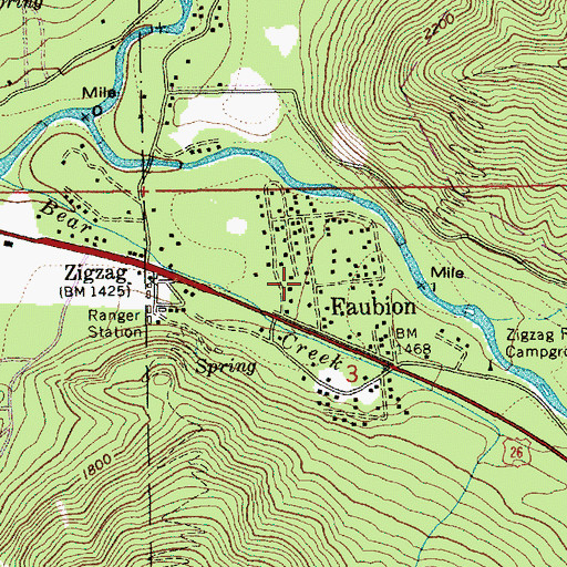 Topographic Map of Faubion, OR