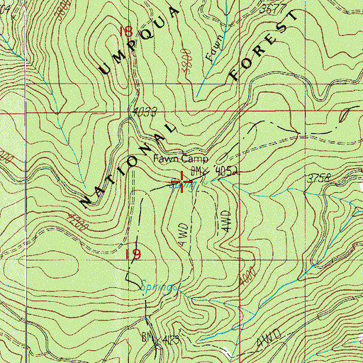 Topographic Map of Fawn Camp, OR