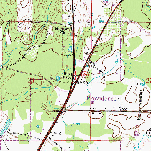 Topographic Map of Bible Chapel, AL