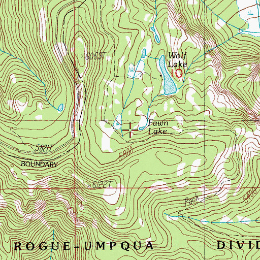 Topographic Map of Fawn Lake, OR