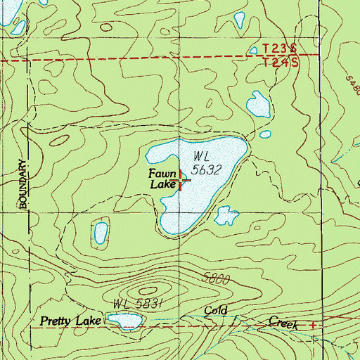 Topographic Map of Fawn Lake, OR