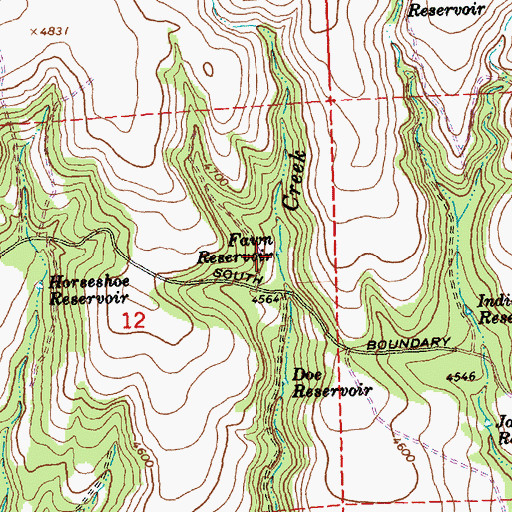 Topographic Map of Fawn Reservoir, OR