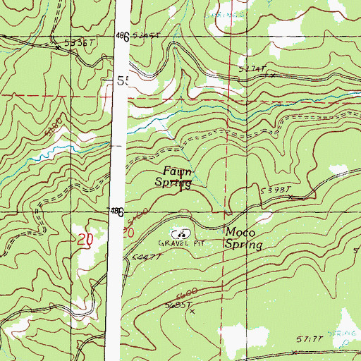 Topographic Map of Fawn Spring, OR