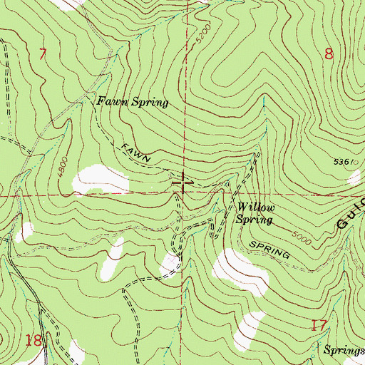 Topographic Map of Fawn Spring Trail, OR