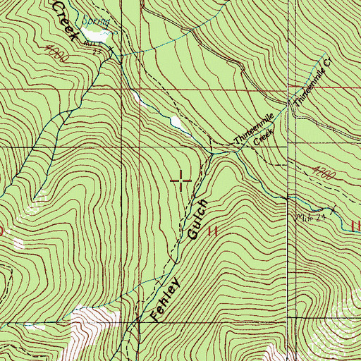 Topographic Map of Fehley Gulch, OR