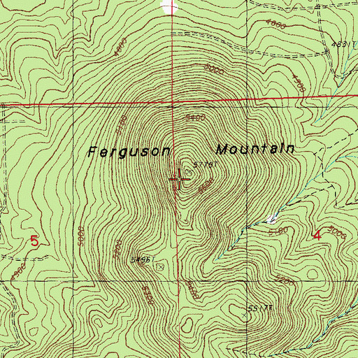 Topographic Map of Ferguson Mountain, OR