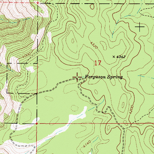 Topographic Map of Ferguson Spring, OR