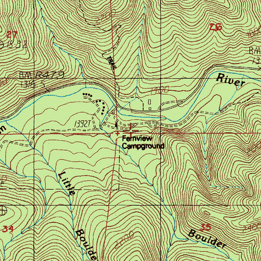 Topographic Map of Fernview Recreation Site, OR
