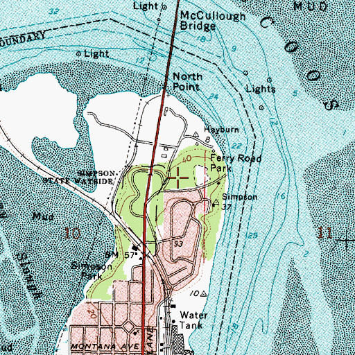Topographic Map of Ferry Road Park, OR