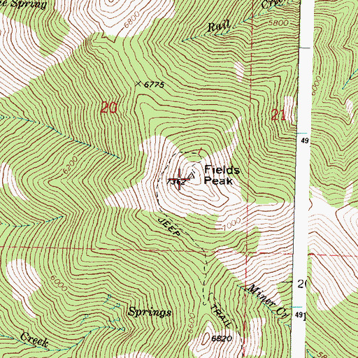 Topographic Map of Fields Peak, OR