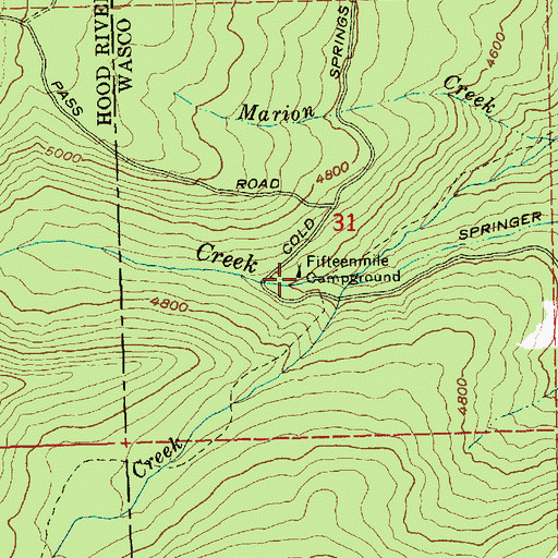 Topographic Map of Fifteen Mile Recreation Site, OR