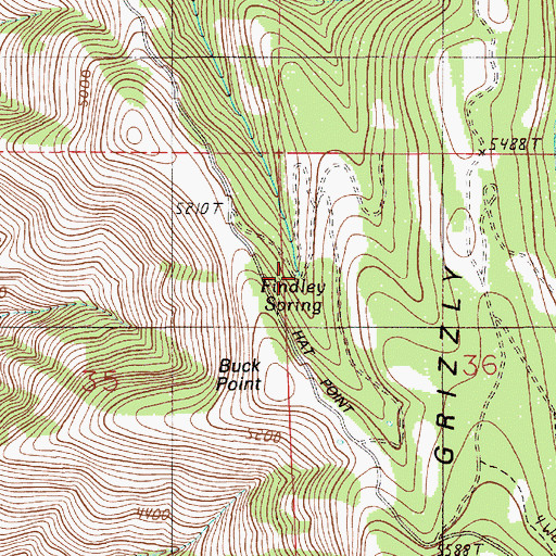 Topographic Map of Findley Spring, OR