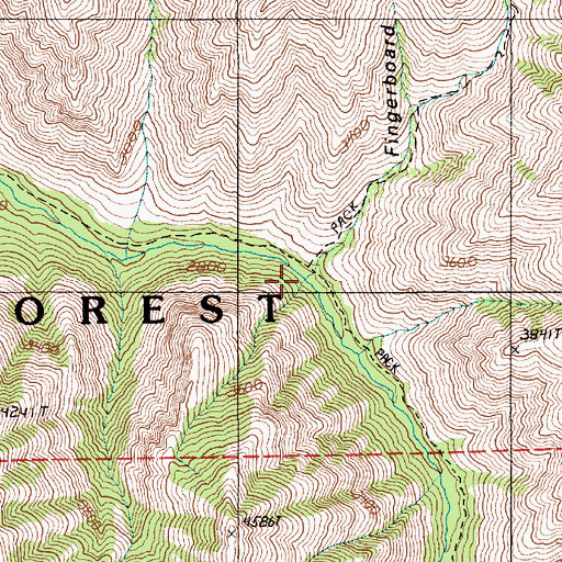 Topographic Map of Fingerboard Gulch, OR