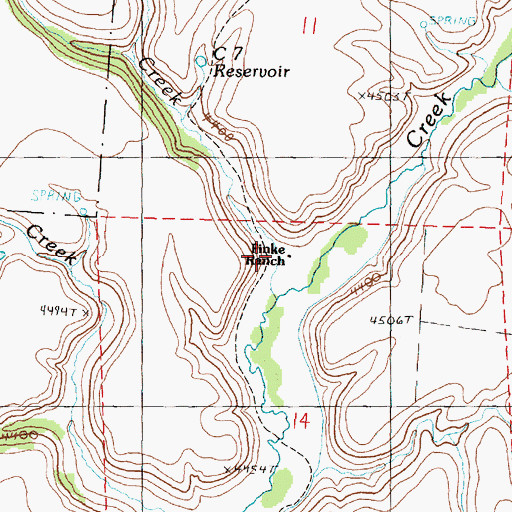 Topographic Map of Finke Ranch, OR