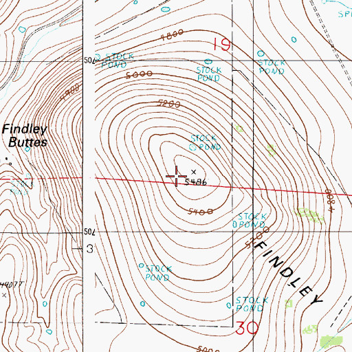 Topographic Map of Findley Buttes, OR