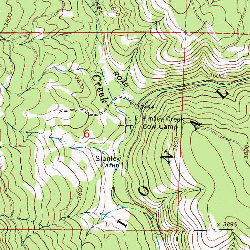 Topographic Map of Finley Creek Cow Camp, OR