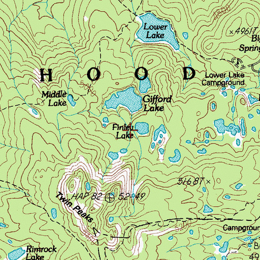 Topographic Map of Finley Lake, OR