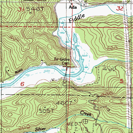Topographic Map of Fir Grove Cemetery, OR