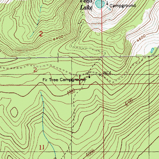 Topographic Map of Fir Tree Forest Camp, OR