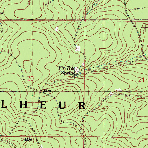 Topographic Map of Fir Tree Spring, OR