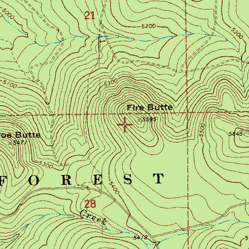 Topographic Map of Fire Butte, OR